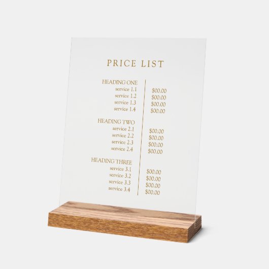 Simple Modern Business Professional Price List (Angle)