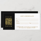Simple Modern Business QR Code Gift Certificate (Voorkant / Achterkant)