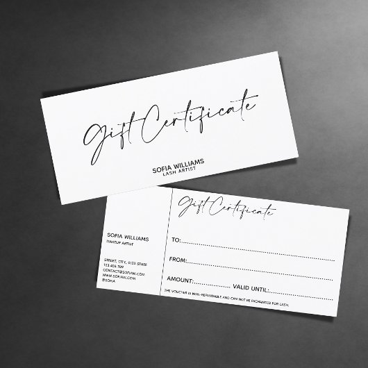 Simple Modern Cadeau Certificat carte cadeau ajout