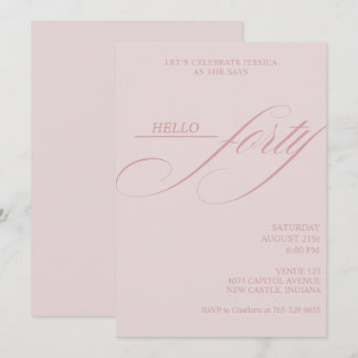 Simple Modern Caligraphy Forty 40th Birthday Party Kaart