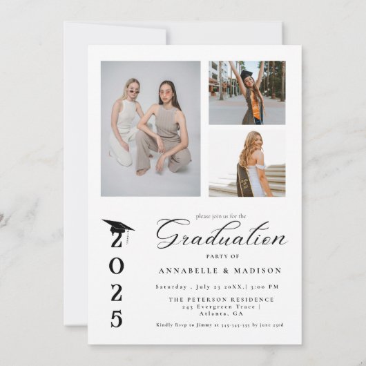 Simple Modern Calligraphy Photo Afstuderen Kaart (Achterkant)