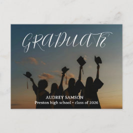 Simple Modern Calligraphy Photo Graduation  Uitnodiging Briefkaart
