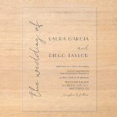 Simple Modern Calligraphy Wedding Acryl Uitnodigingen (Voorkant)