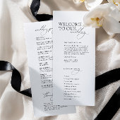 Simple Modern Calligraphy White Wedding Programme