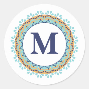 Simple Modern Chic Navy Blue Monogram Initiaal Ronde Sticker