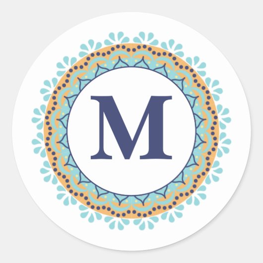 Simple Modern Chic Navy Blue Monogram Initiaal Ronde Sticker (Voorkant)