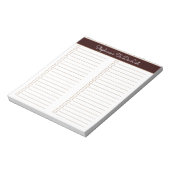 Simple Modern Chocolate Brown Two Column Checklist Notitieblok (Gedraaid)