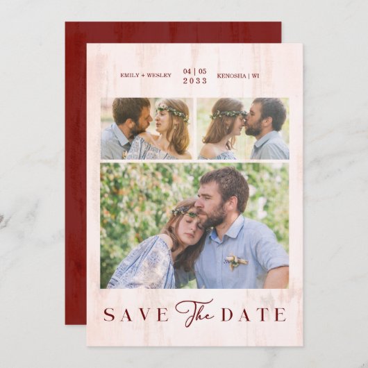 Simple Modern Collage Wedding Couple 3 Photos (Voorkant / Achterkant)