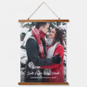 Simple Modern Cute Couple Vaction Photo Hangend Wandkleed