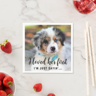 Simple Modern Cute Photo Funny Dog Wedding Servet