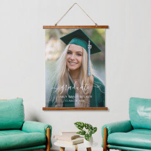 Simple Modern Elegant Afstuderen Photo Afstuderen Hangend Wandkleed