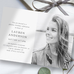Simple Modern Fab Chic Photo Birthday Celebration Kaart