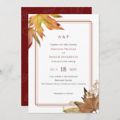 Simple Modern Fall Leaves Garden bruiloft Kaart (Voorkant / Achterkant)