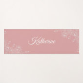 Simple Modern Floral Script Name Blush Pink Lotus Yogamat (Voorkant (horizontaal))