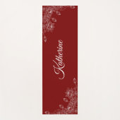 Simple Modern Floral Script Name Burgundy Lotus  Yogamat (Voorkant)
