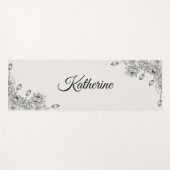 Simple Modern Floral Script Name Cream Lotus Yogamat (Voorkant (horizontaal))