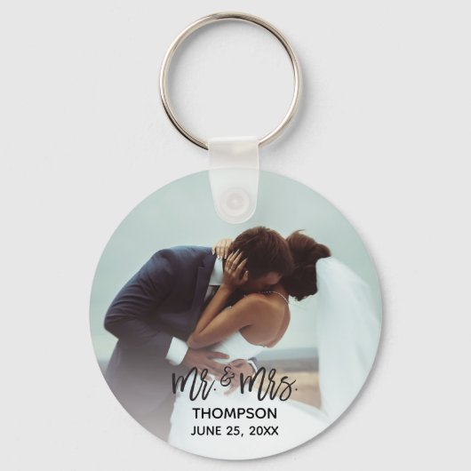 Simple Modern Foto van Mrs Custom Wedding Pas getr Sleutelhanger (Voorkant)