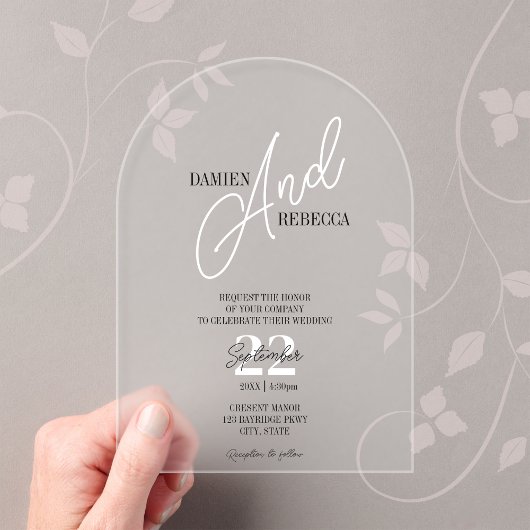 Simple Modern Frost Acrylic Wedding Invitation