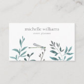 Simple Modern Garden Greenery Botanical Damselfly Visitekaartje (Voorkant)