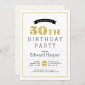 Simple Modern Gold 50e anniversaire Invitation de  (Devant / Derrière)