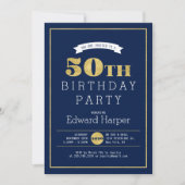 Simple Modern Gold 50e anniversaire Invitation de (Devant)