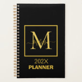 Simple Modern Gold and Black Monogram Planner (Voorkant)
