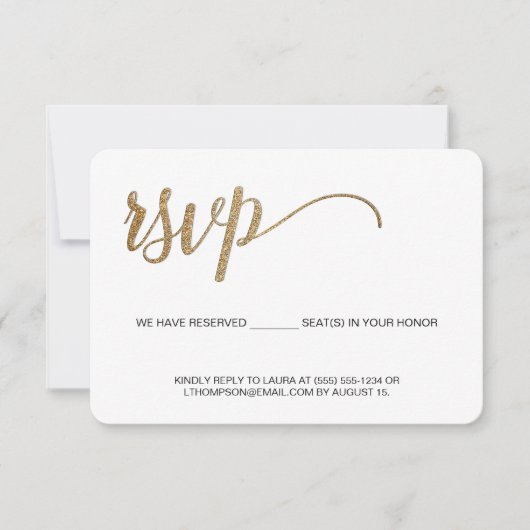 Simple Modern Gold RSVP sans envoi Siège réservé (Devant)