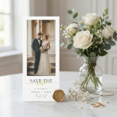 Simple Modern Gold Script Bookmark Photo Wedding Save The Date