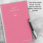Simple Modern Golf Journal Personalized Name Pink