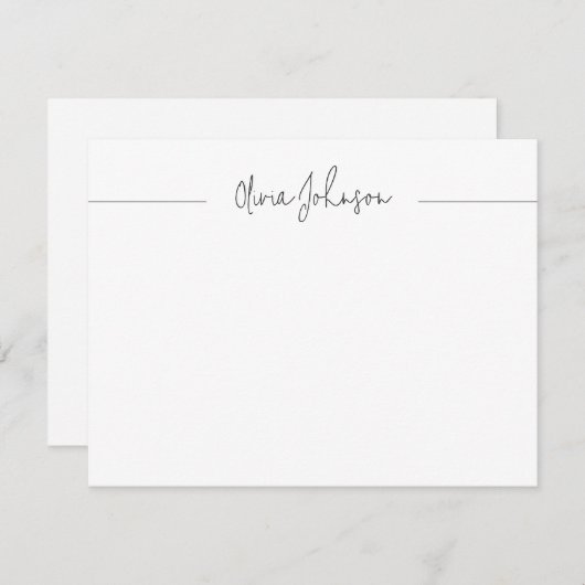 Simple Modern Hand Lettered White Flat Note Card Notitiekaartje (Voorkant / Achterkant)