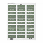 Simple Modern Handlettering Name Script Green Etiket (Full Sheet)