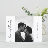 Simple Modern Handwritten Script Photo Wedding Bedankkaart (Staand voorkant)
