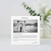 Simple Modern Handwritten Wedding Photo Square Bedankkaart (Staand voorkant)