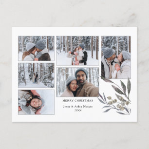 Simple Modern Holiday Waterverf Greenery 6-foto Briefkaart