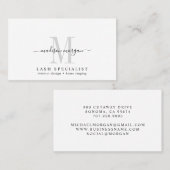 Simple Modern Lash Specialist Script Monogram Visitekaartje (Voorkant / Achterkant)