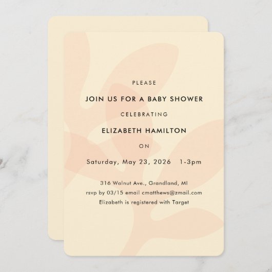 Simple Modern Leaf Design Baby Shower Invitation (Devant / Derrière)