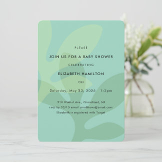 Simple Modern Leaf Design Baby Shower Invitation