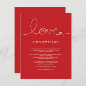 Simple Modern Loopy Love Heart Wedding Insert Kaar Informatiekaartje (Voorkant / Achterkant)