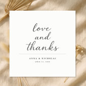 Simple Modern Love & Thanks Photo Wedding Square Bedankkaart