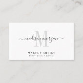 Simple Modern Makeup Artist Script Monogram Visitekaartje (Voorkant)