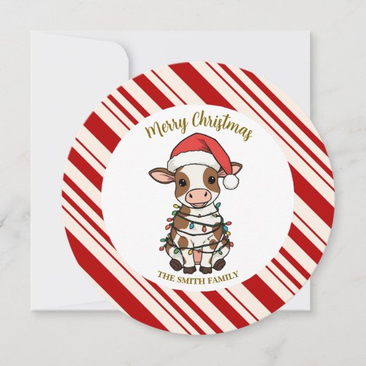 Simple modern merry christmas calf Cow OX pattern Save The Date (Voorkant)