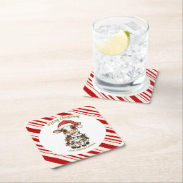 Simple modern merry christmas calf Cow OX pattern Vierkante Kartonnen Onderzetter