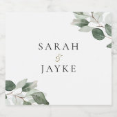 Simple Modern Minimal Green Leaf Wedding Sparkling Wijnetiket (Enkel label)