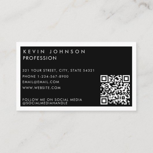 Simple Modern Minimal Professional Photo QR code Visitekaartje (Achterkant)