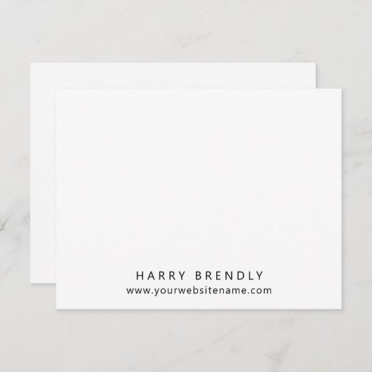 Simple Modern Minimalist White Flat Note Card Notitiekaartje (Voorkant / Achterkant)