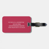 Simple Modern Monogram Initiaal Magenta White Bagagelabel (Achterkant horizontaal)