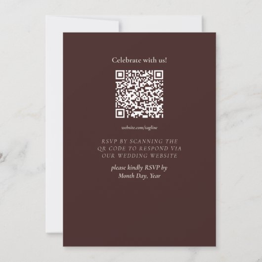 Simple Modern Mousse Brown Wedding Kaart (Achterkant)