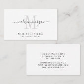 Simple Modern Nail Technician Script Monogram Visitekaartje (Voorkant / Achterkant)