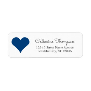 Simple Modern Navy Blue Heart Girly Script Name Etiket