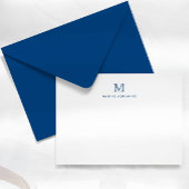 Simple Modern Navy Blue Monogram Initiaal Note Kaa Kaart